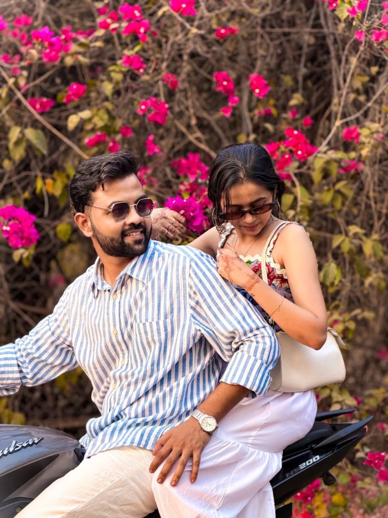 Vikas and Akanksha candid ride on bike
